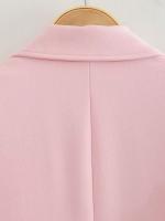 TRAFZA-traje elegante de manga larga para mujer, traje con cuello, Bolsillo falso, decorado, Color sólido, estilo callejero, prendas de vestir exteriores informales - details 8