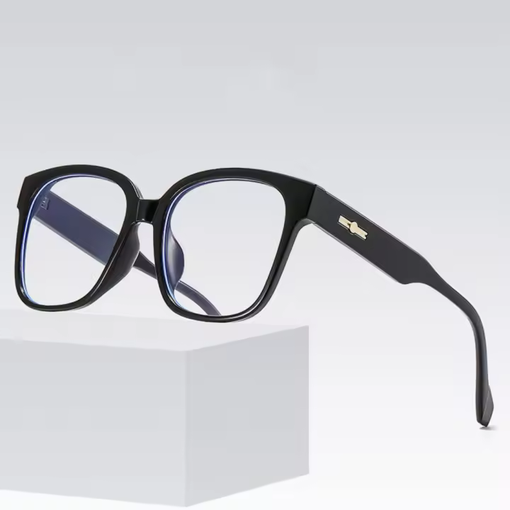 Gafas de lectura cómodas, lentes cuadradas de gran tamaño, borde completo, patillas de Metal, color negro, + 0,75 a + 4 - 1