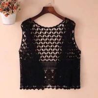 Cárdigan sin mangas de ganchillo elegante para mujer, chaleco de punto abierto Retro para vestido de verano, abrigo suelto de Color sólido - details 3