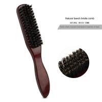 Cepillo para alisar el cabello, cepillo de pelo de jabalí, cepillo de pelo para mujeres y hombres, cepillo de barba de barbero, rojo oscuro - details 5