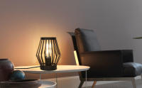 Lámpara de Mesa Metal Industrial 60W GOECO, E27 Sin Bombilla, Hierro Negro, Iluminación Interior Vintage para Sala de estar, Dormitorio, Cafetería,  17*17*22  CM - details 0
