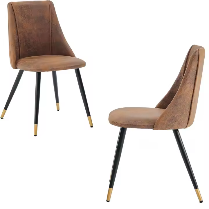 Juego de 2 Sillas de Comedor Vintage Sillón Tapizado en Gamuza con Patas Metálicas para Cocina Salón - 1