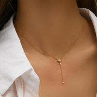 Collar de borla larga en forma de Y, cadena de hueso con cierre de estrella octogonal - details 0