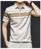 Nueva camisa polo a rayas para hombre, camiseta informal de mediana edad con solapa transpirable de verano para hombre, traje de papá - details 5