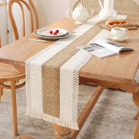 Mantel de Algodón y Lino Tejido con Borlas Estilo Rústico Natural para Comedor o Mesa de Centro - details 3