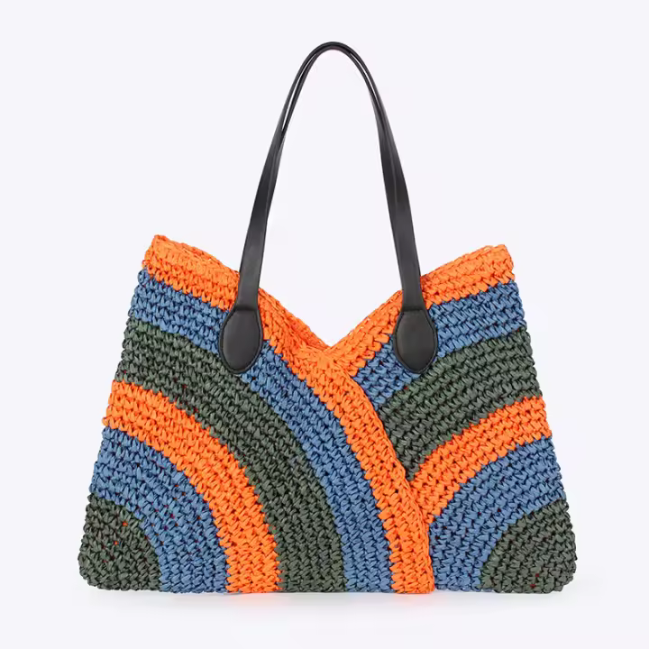 Bolso de Mano Tejido a Mano Colorido Bolso de Playa de Verano para Mujer - 1