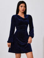 Vestido de terciopelo de mujer con lentejuelas estrelladas minifalda corta - details 3