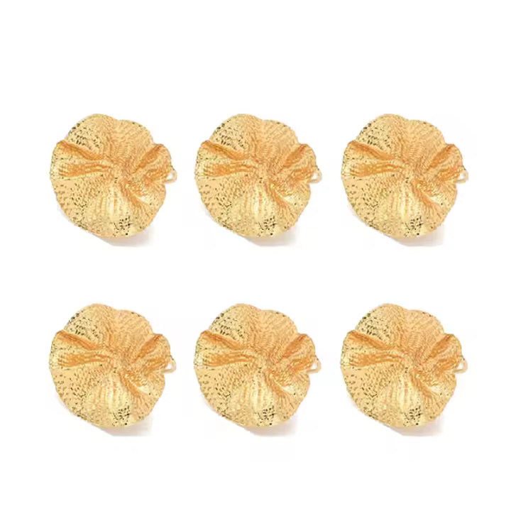 Anillo de Metal de hoja de loto para servilletas, 6 piezas, para restaurante, hebilla, joyería, decoración - 1
