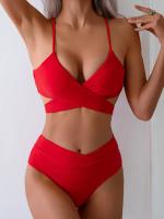 Bikinis de Cintura Alta 2025 Traje de Baño Cruzado con Tiras para Mujer - details 2