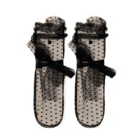 Calcetines cortos de malla de tul transpirables con lazo de tul, calcetines de tubo medio de encaje transparente de secado rápido, calcetines apilables Ins de verano - details 3