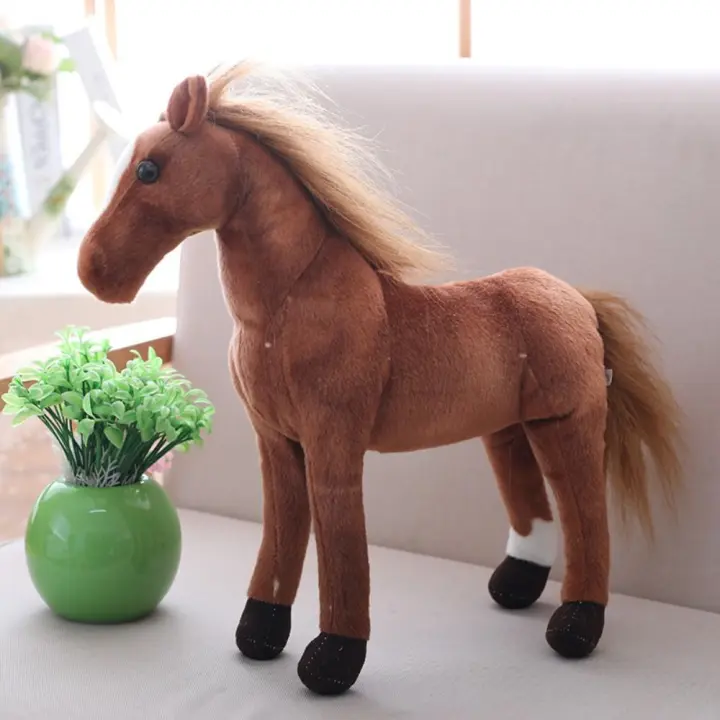 Juguete de peluche de caballo de simulación de algodón PP, Animal de peluche realista, caballo de simulación suave, regalo de cumpleaños - 1
