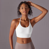 Hamidou Top deportivo para mujer, chaleco Yuga colgante con cuello, decoración triangular, Top deportivo con espalda bonita, Top corto a prueba de golpes para reunión - details 3