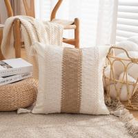 Funda de almohada bohemia de lino y algodón para decoración del hogar, funda de almohada nórdica de 45CM, funda de cojín con borlas estilo INS para sala de estar/oficina - details 15