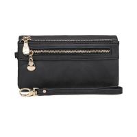 Cartera de Mujer de Cuero con Pulido Dull de Gran Capacidad Billetera de Doble Cierre Clutch Wristlet Cartera de Teléfono Monedero Porta Tarjetas Multiporo - details 10