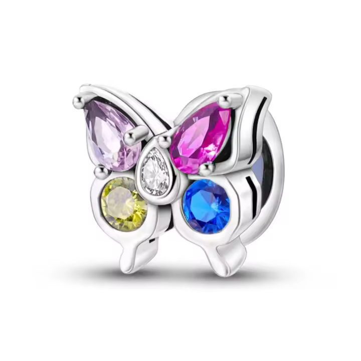 Colgante de Pulsera de Plata Esterlina 925 Clásico Brillante de Mariposa para Damas - 1