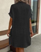 Vestido de Lino y Algodón Minimalista de Verano Vestido Casual con Bolsillo para Mujeres - details 13