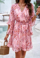 Vestido fluido sin tirantes con estampado floral bohemio para mujer, verano 2025 - details 2