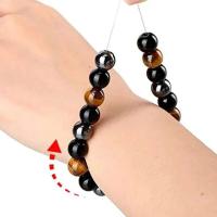 Pulsera de cuentas de piedra de obsidiana de hematita magnética para mujer con ojo de tigre natural para hombre, joyería de energía espiritual - details 3