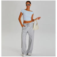 Pantalones deportivos ligeros, sueltos, informales, de pierna ancha para mujer, deportes al aire libre, con cordón elástico - details 21