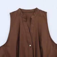 BUNO-nuevo Vestido Midi de Verano para Mujer con Cinturón 2025 Cuello en V Sin Mangas Línea A Casual de un Solo Botón Elegante Sólido para Mujer. - details 2