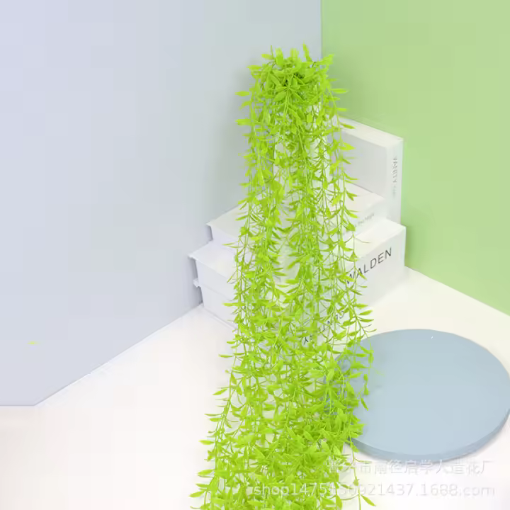 Simulación de planta de pared colgante hoja verde plantas decoración de la boda 5 piezas - 1