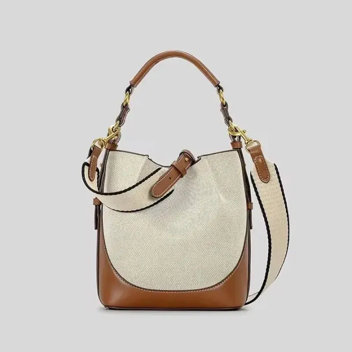 Bolso de Lona con Detalles de Moda Leten Bolso Cruzado de Cuero PU de Alta Gama con Correa Ancha - 1