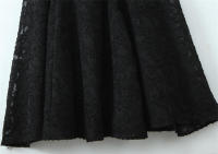 Elegante vestido de fiesta de noche blanco y negro para mujer con diseño sin costuras y encajes - details 4