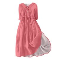 Vestido de Verano para Mujer 2024 Moda Casual con Cuello de Corbata Mangas 3/4 Botón de Cierre - details 2