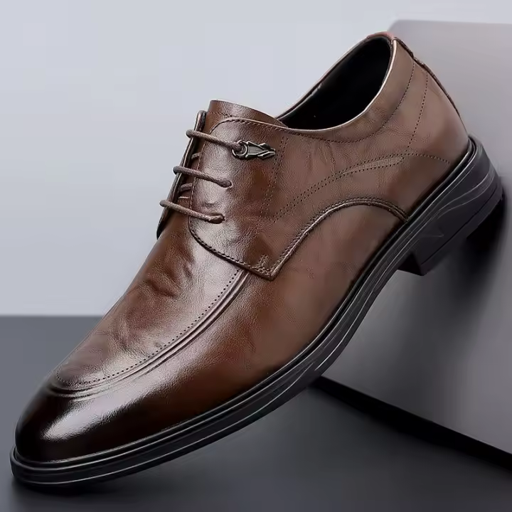 Zapatos de cuero auténtico británico Zapatos de negocios elegantes con cordones - 1