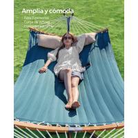 Hamaca Doble Tapizada Hamaca de Jardín con Barras Curvas de Bambú Separables - details 16
