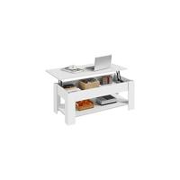 Mesa Centro Elevable de Madera Mesa de Café para Salón con Revistero Mueble de Diseño Moderno 104,5 x 49,5 x (49-61,5) cm Blanco - details 8