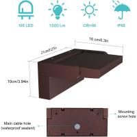 Lámpara LED de Pared de 24W para Exterior Interior IP65, Luz de Pared Ajustable, Moderno Apliques de Pared Aluminio para Entrada Jardines Pasillo Sala, Blanco Cálido 2700K-3000K, Bronce - details 4
