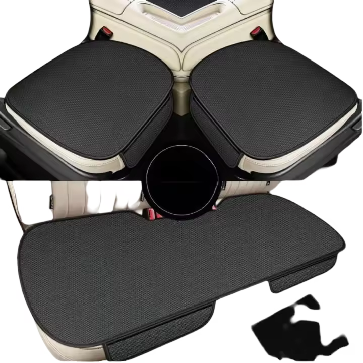 Funda de verano, cojín delantero de tela fresca y transpirable/cojín trasero/cojín de asiento de coche de tres piezas - 1