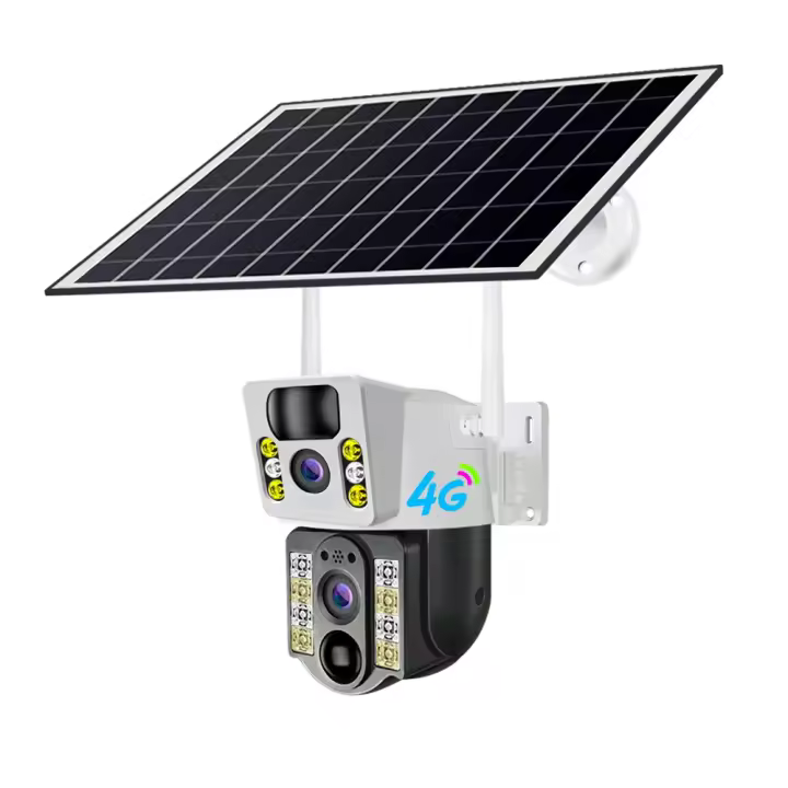 Cámara de Seguridad Solar de Lente Doble 4K 4G Tarjeta SIM Visión Nocturna Color Audio bidireccional - 1