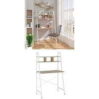110x50cm, Mesa de Ordenador, Mesa de Oficina, Mesa de Trabajo, con 1 Cajón y 1 Compartimento Abierto, Estructura de Acero, Madera, Blanco - details 12