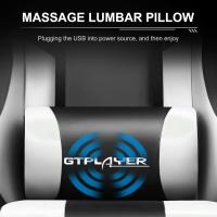 Silla Gaming con Masajeador Ergonómica Silla Gamer con Reposapiés Reposacabeza,Soporte Lumbar Silla Juego Ajustable en Altura con Asiento Giratorio para Oficina o Juegos Blanco - details 3