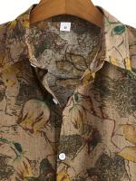 Camiseta Casual de Hombre con Encaje y Patrón Étnico Retro Estilo Campana Manga Corta Cierre de Botones Verano Vintage Camiseta de Hombre con Botones - details 4