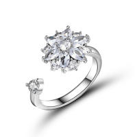 Anillo giratorio de flor de molino de viento con copos de nieve de circonio de cristal a la moda para mujeres y niñas, joyería para fiesta, regalo antiestrés - details 13