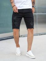 Pantalones Cortos De Mezclilla Rasgados Para Hombre, Pantalones De Mezclilla Desgastados De Estilo informal Para Verano - details 3