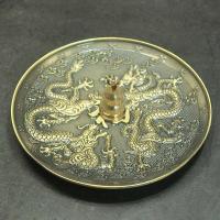 Bandeja de bronce Retro Dragon Phoenix, Mini estufa de sándalo para interiores, quemador de incienso de hilo antiguo del zodiaco - details 4