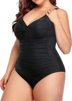 Traje de baño de una pieza de talla grande para mujer Traje de baño con volantes y pliegues delanteros - details 12