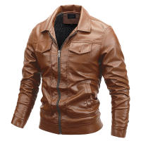 Nueva chaqueta de cuero gruesa de forro polar para hombre, otoño invierno, informal, a la moda, con solapa sólida, nueva, holgada, cálida y versátil. - details 1