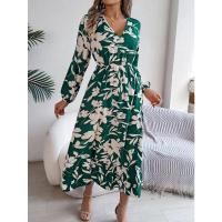 Vestido casual de manga larga con volantes para mujer, cintura de flores, otoño e invierno - details 13