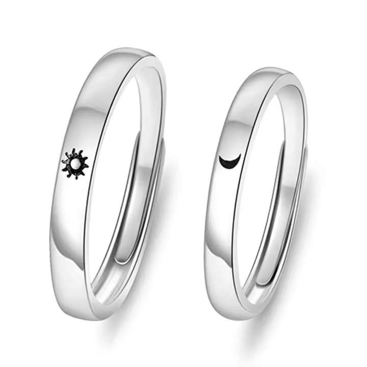 Anillo ajustable de plata con diamantes de imitación para pareja, joyería para el Día de San Valentín, anillo Celestial para niñas, 1 piezas-20 piezas - 1
