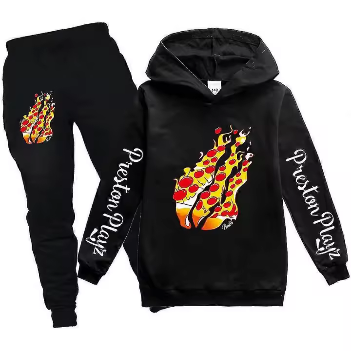 Conjuntos de sudaderas con capucha para niños, sudaderas de dibujos animados de Prestonplayz, conjuntos de sudaderas con capucha de manga larga para deportes de primavera y otoño para niñas Preston Playz BSSM - 1
