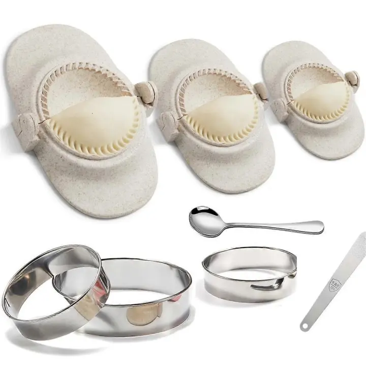 Set de Fabricante de Empanadillas Extra Grande de 6 Pulgadas Incluye Cortador de Masa y Molde para Pierogis, Pastelitos - 1