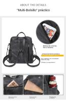 Mochila Antirrobo Impermeable para Mujer, bolso de Cuero PU, Hombro informal, Gran para Viaje, Trabajo y Escuela - details 21