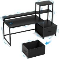 computadora cajones y estantes Impresora en doméstico Reversible 175 cm Luces ledestantes Aprender a Trabajar en JuegosNegro - details 8