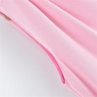 Vestido Rosa Corto de Verano Sencillez con Cuello Redondo Material de Poliéster Moda para Mujeres - details 6