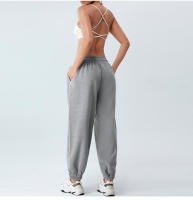 Pantalones de chándal sueltos de cintura alta de primavera para mujer, pantalones largos informales adelgazantes con capa de aire suave para Fitness - details 30
